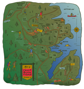 Camp Buck Toms illustrated map