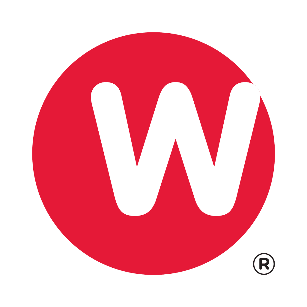 White "W" offset to the right of a red circle; the Weigel's logo