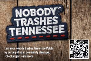 Ad showing Nobody Trashes TN patch with QR code for more info